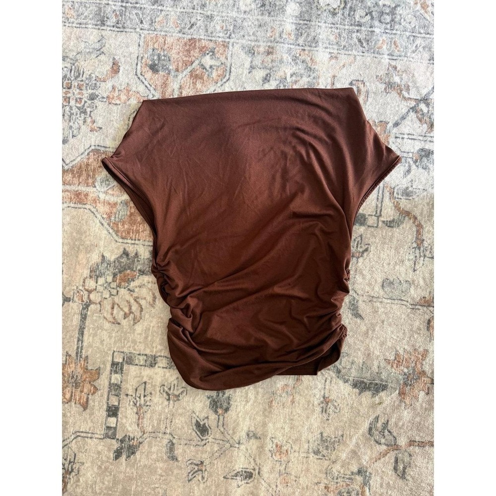 Brown Ruched Crop Top